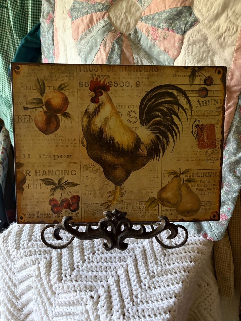 Parker Rooster Wall Art in Brown and Cream